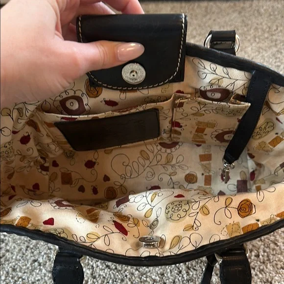 Brighton Black and Cream Woven Handbag - Picture 7 of 9